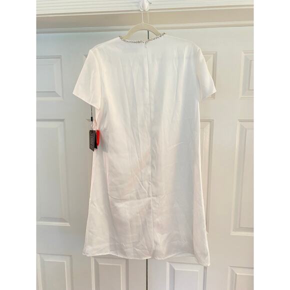 NWT Mac Duggal 55698 White Satin Rhinestone Neckline Dress, 12, 348$ - Picture 5 of 6